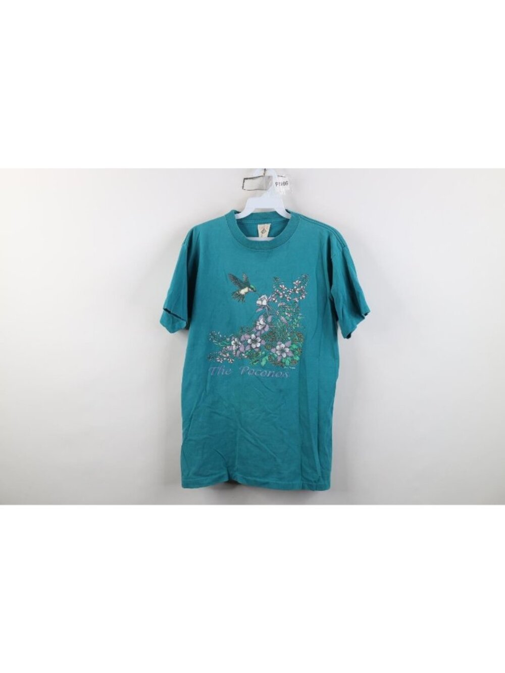 Vtg 90s Streetwear Womens M Faded The Poconos Hummingbird Flower T-Shirt USA